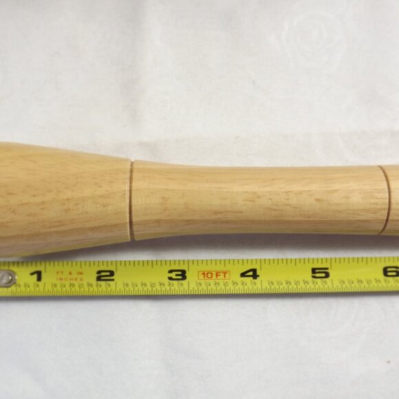 Vintage Wooden Mortar & Pestle, Variegated Bamboo Wood - Picture 5 of 8